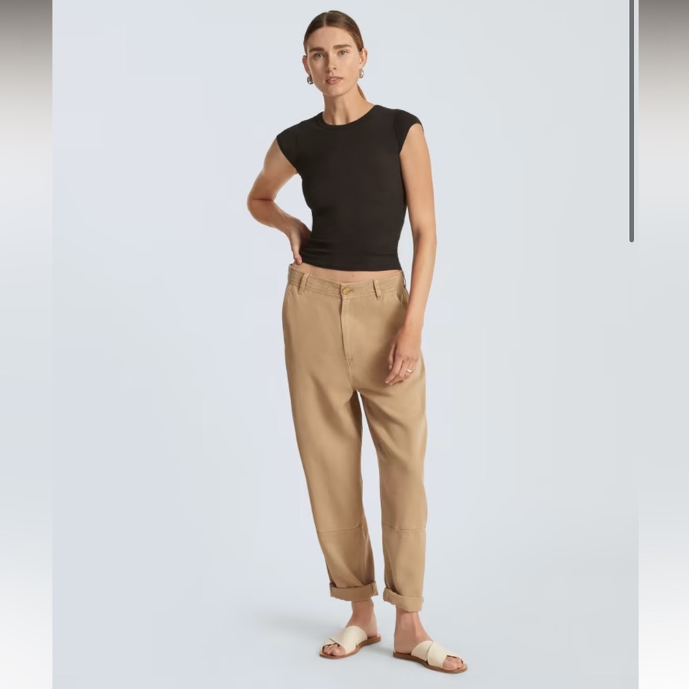 Everlane Khaki High-Rise Relaxed Trousers